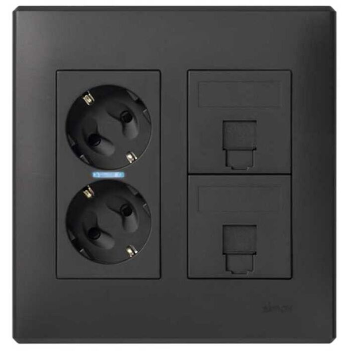 Placa v&d plana cg+1 rj45 cat.6 utp gr.