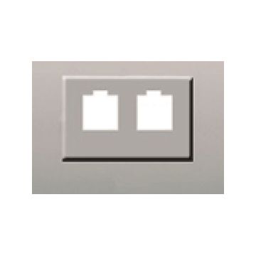 Coral, tapa para adaptador doble (rj11-rj45), plata luna