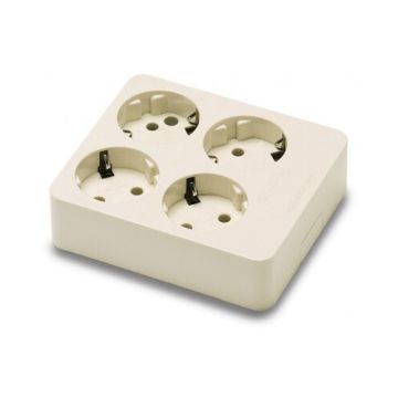 Base múltiple de 4 tomas schuko 16A 250V con toma tierra lateral blanco