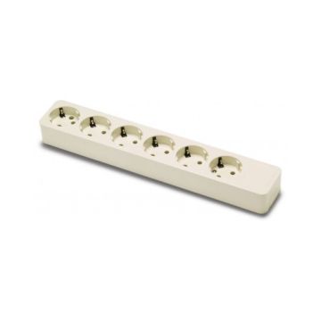 Base 6 tomas schuko 16A 250V blanco