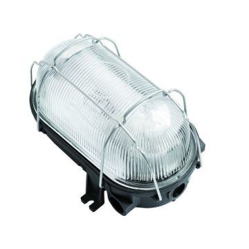 Aplique oval E27 IP44 desmontable 100W gris