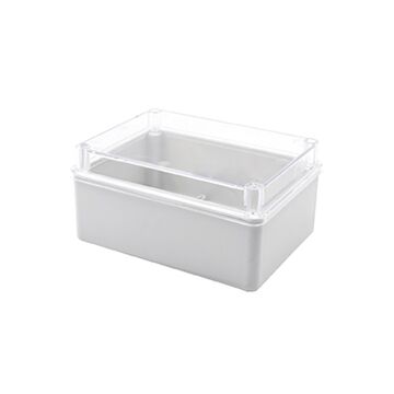 CAJA ESTANCA CIEGA-400x300x130mm-Gris/Tapa Transparente