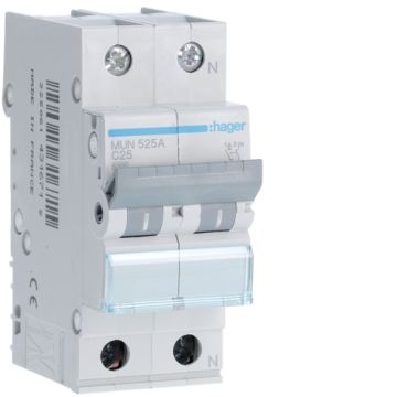 Interruptor automático 1P+N 25A curva-C 6kA