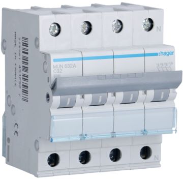 Interruptor automático 3P+N 32A curva-C 6kA