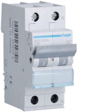 Interruptor automático 1P+N 20A curva-C 6kA