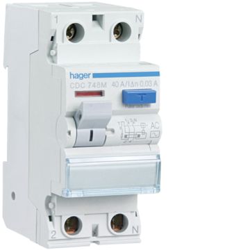 Interruptor diferencial tipo-AC 2P 25A 30mA posición del neutro derecha