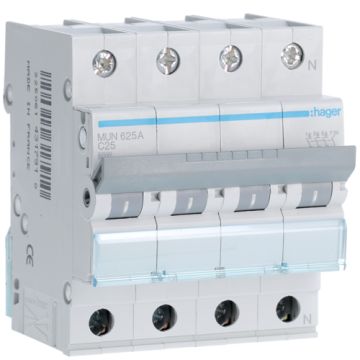 Interruptor automático 3P+N 25A curva-C 6kA