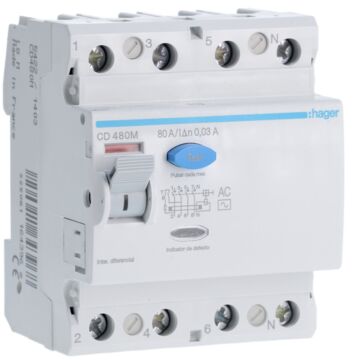 Interruptor diferencial 30mA 4P 80A