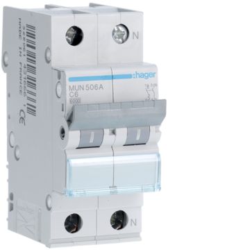 Interruptor automático 1P+N 6A curva-C 6kA