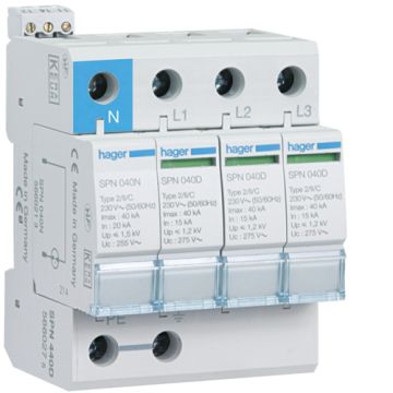 Limitador sobretensión 3P+N 40kA 440V 60Hz