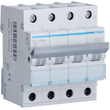 Interruptor automático 3P+N 63A curva-C 6kA