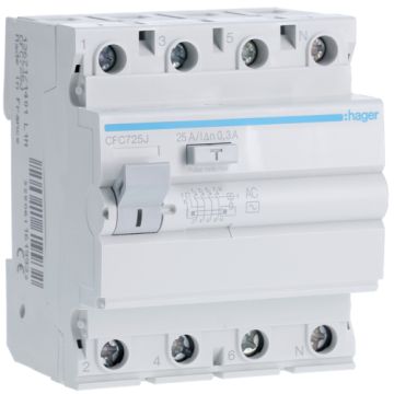 Interruptor diferencial 4P 25A 300mA AC