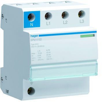 Limitador sobretensión monobloc 3P+N 15kA clase II