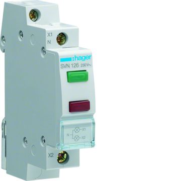 Piloto doble 230V 0,9W verde+rojo