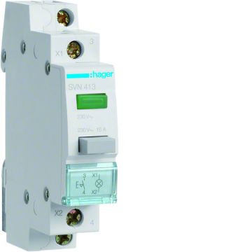 Pulsador con enclavamiento+luminoso 16A 250V 1 NA verde
