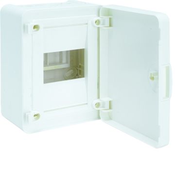 Caja de superficie golf VF con 1 fila 4 módulos opaca blanca+regleta