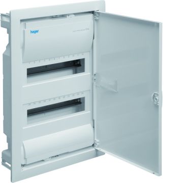 Caja empotrar con 24 módulos 2 filas golf VU puerta opaca blanca