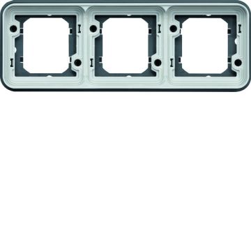 Soporte de empotrar estanca con 3 elementos horizontal gris