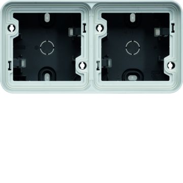 Caja de superficie estanca 147x76x56 con 2 elementos horizontales gris