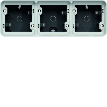 Caja de superficie estanca con 3 elementos horizontal gris