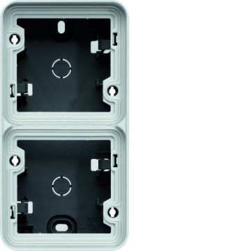 Caja de superficie estanca con 2 elementos vertical gris