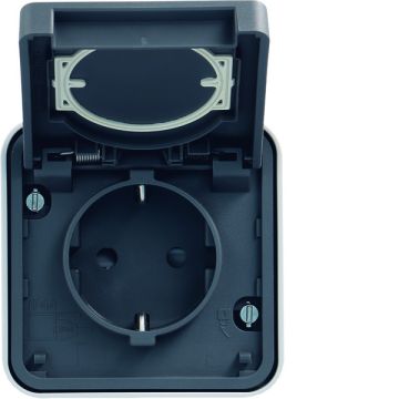 Toma schuko completa superficie estanca gris