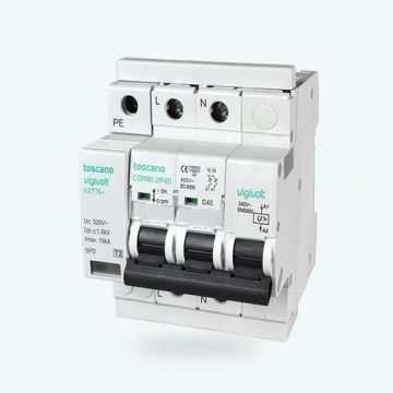 Transitoria 15kA y permanente 240Vac con IGA 2x40A, bifásico, precableado