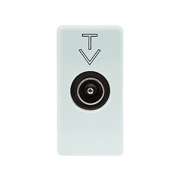 BASE COAXIALE TV PANTELLA CLASE A A - CONECTOR IEC MACHO 9,5 mm - DIRECTA CON PASO DE CORRIENTE - 1 MÓDULO - SYSTEM WHITE