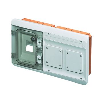 CUADRO COMBINADO DE MONTAJE EMPOTRADO PARA DISPOSITIVOS MODULARES Y 2 TOMAS - 4MÓDULOS + IP55 GRIS RAL7035