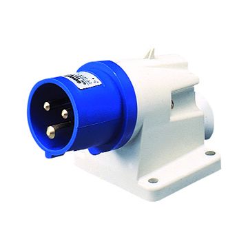 CLAVIJA FIJA DE PARED A 90° - IP44 - 2P+T 16A 200-250V 50/60HZ - AZUL - 6H - CONEXIONADO DE TORNILLO