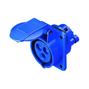 BASE FIJA DE EMPOTRAR A 10° - 2P+T 16A 200-250V 50/60HZ - AZUL - 6H - CONEXIONADO DE TORNILLO