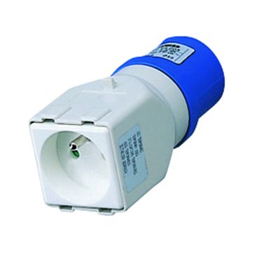 ADAPTADOR INDUSTRIAL/RESIDENCIAL IP44 - CLAVIJA 2P+T 16A 230V ac 50/60HZ - 1 BASE 2P+T 16A STD FRANCESA