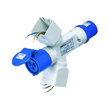 DERIVADOR ADAPTADOR MÓVIL IP44 - 2 SALIDAS DERIVADAS - PREPARADO PARA 2+2 MÓDULOS SYSTEM - CLAVIJA 2P+T 16A 230V ca - 50/60HZ - 1 BASE 2P+T 16A 230V c