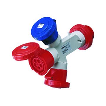 ADAPTADOR ESTANCO IP67 CON CLAVIJA 3P+N+T 32A 400V ca 50/60HZ - 1 BASE 2P+T 32A 230V ca + 1 3P+T 32A 400V ca + 1 3P+N+T 32A 400V ca