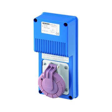 BASE FIJA INTERBLOQUEADAS VERTICAL - SIN FONDO - TRASFORMADOR DE SEGURIDAD - 2P 16A 230/24V 160VA - IP67