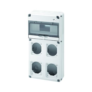 Q-DIN 10 MÓDULOS - 2 BASES ALOJABLES IEC 16A + 2 IEC 16/32A - IP65
