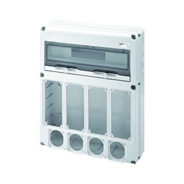 Q-DIN 20 MÓDULOS - 4 TROQUELES - 4 IB VERTICAL ITERBLOQUEADA TROQUELES - 16A - IP65