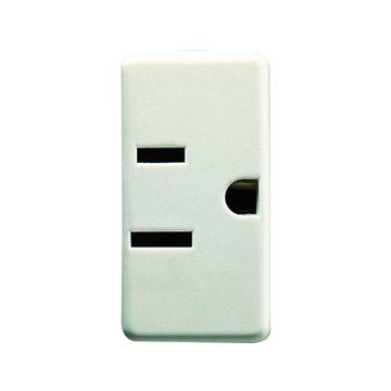 BASE NORMA USA 250/125V ac - 2P+T 15A 125V - CLAVIJAS PLANAS PARALELAS HORIZONTALES - 1 MÓDULO - SYSTEM WHITE