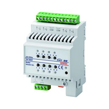 ACTUADOR PARA PERSIANAS ENROLLABLES - 4 CANALES - 6A - KNX - IP20 - 4 MÓDULOS DIN