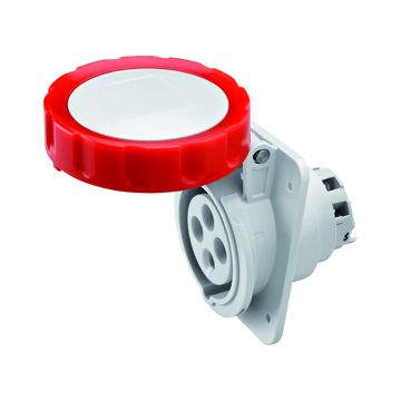 BASE FIJA DE EMPOTRAR A 10° HP - IP66/IP67 - 3P+T 16A 380-415V 50/60HZ - ROJO - 6H - CONEXIONADO DE TORNILLO
