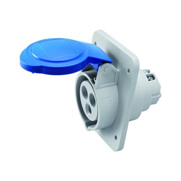 BASE FIJA DE EMPOTRAR A 10° HP - IP44/IP54 - 2P+T 16A 200-250V 50/60HZ - AZUL - 6H - CONEXIONADO DE TORNILLO