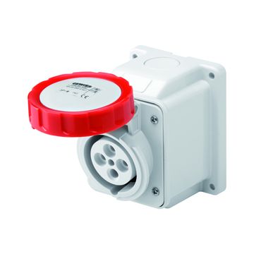 BASE FIJA DE PARED A 10° - IP67 - 2P+T 16A 380-415V 50/60HZ - ROJO - 9H - CONEXIONADO DE TORNILLO
