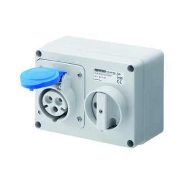 BASE FIJA INTERBLOQUEADAS HORIZONTAL - CON FONDO - SIN BASE PORTAFUSIBLES - 3P+T 16A 200-250V - 50/60HZ 9H - IP44