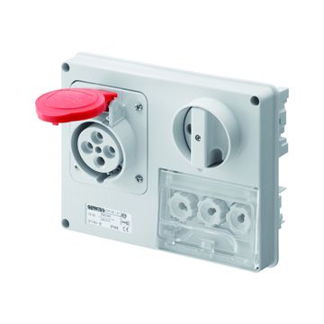 BASE FIJA INTERBLOQUEADAS HORIZONTAL - SIN FONDO - CON BASE PORTAFUSIBLES - 3P+T 16A 380-415V - 50/60HZ 6H - IP44
