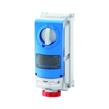 BASE FIJA INTERBLOQUEADAS VERTICAL - CON FONDO -PARA MONTAR APARATOS MODULARES - PARA USOS SEVEROS - 3P+T 32A 380-415V-50/60HZ 6H-IP66