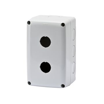CONTENEDOR PARA PULSADORES MANDO Y SEÑALIZADORES - 2 MÓDULOS - Ø 22mm - TAPA GRIS RAL 7035 - IP66