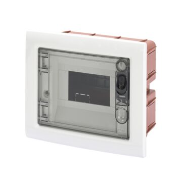 CAJA DE DISTRIBUCIÓN PROTEGIDA - DE EMPOTRAR - PUERTA TRANSPARENTE AHUMADA CON BASTIDOR EXTRAIBLE - 6 MÓDULOS IP40
