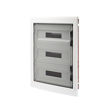 CUADROS DE DISTRIBUCIÓN CON PANELES TROQUELADOS Y BASTIDOR EXTRAIBLE - PUERTA TRANSPARENTE AHUMADA - (18X3) 54 MÓDULOS IP40