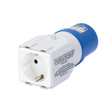 ADAPTADOR INDUSTRIAL/RESIDENCIAL IP44 - CLAVIJA 2P+T 16A 230V ac 50/60HZ - 1 BASE 2P+T 10/16A ALEMANA