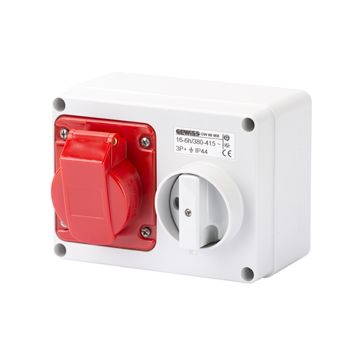 BASE FIJA INTERBLOQUEADAS HORIZONTAL - CON FONDO - SIN BASE PORTAFUSIBLES - 3P+T 16A 380-415V - 50/60HZ 6H - IP44